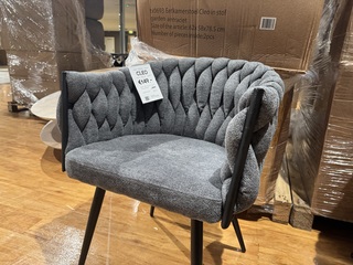 Set van 6 eetkamerstoelen, antraciet stof, zwarte poten